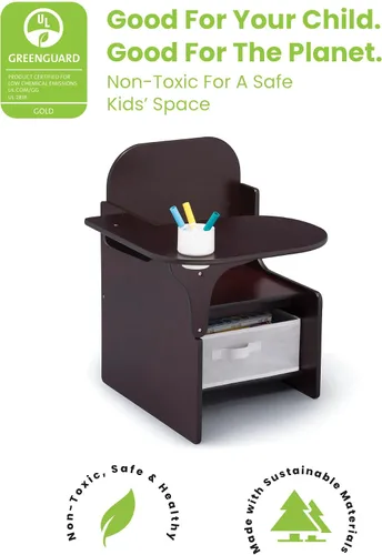 Vista 6 de Delta Children MySize - Escritorio con silla con compartimento de almacenamiento + caja de juguetes MySize Deluxe, chocolate oscuro (paquete)