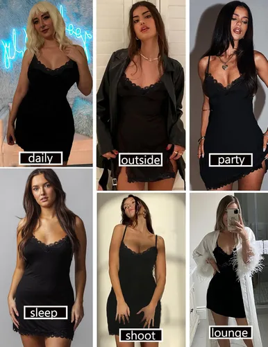 Vista 3 de Avidlove Lencería sexy para mujer, ropa de dormir, camisón, babydoll, lencería de algodón