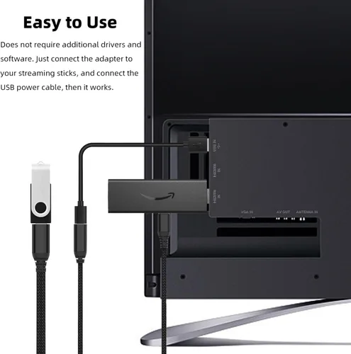 Vista 4 de AreMe Paquete de 2 adaptadores de cable OTG para Fire TV Stick 4K, cable micro USB a USB OTG para teléfono Android, tableta y más dispositivos host