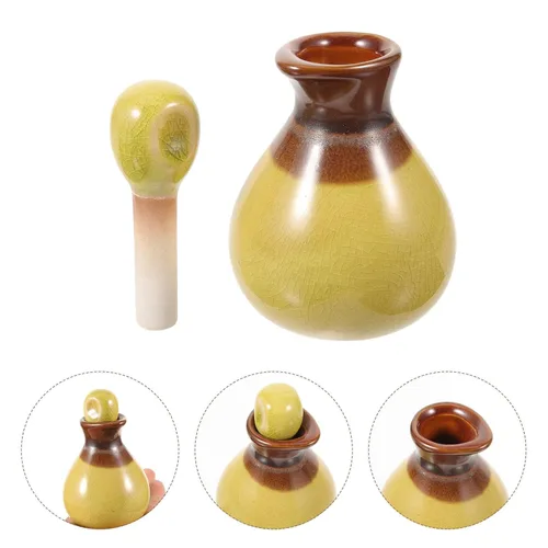Vista 4 de Beavorty Dispensador de aceite de cerámica japonés Botella dispensadora de vinagre de barro Botella de condimento de porcelana Shoyu Dispensador