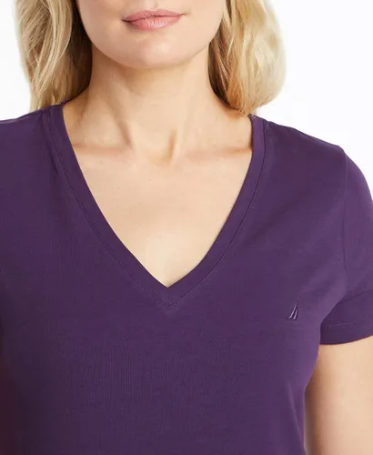 Vista 7 de Nautica Camiseta de algodón elástico con cuello en V para mujer Easy Comfort