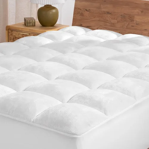 Vista 10 de Protector para colchón de alternativa de pluma Microplush, reversible, prémium, Microfibra, Blanco, gemelo