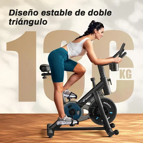 Vista 6 de Merach Exercise Bike for Home Gym, Low Noise Stationary Bike with Brake Pad, Indoor Workout Bike with Self-Developed App, Tablet Mount and Fitness