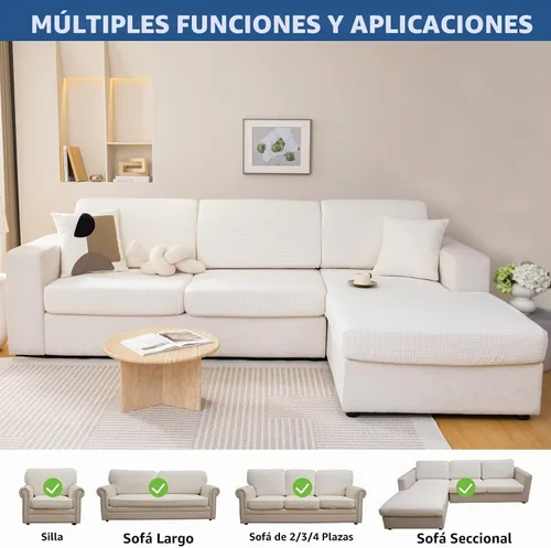 Vista 2 de Eismodra - Funda de sofá modular y en forma de L, funda para chaise longue, funda elástica mágica para sofá de 3 cojines en forma de L, funda
