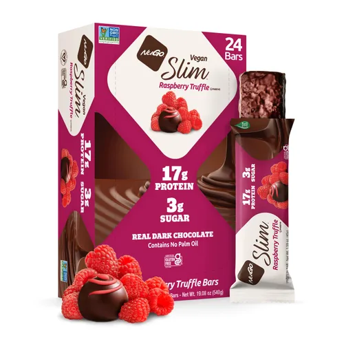 Vista 25 de NuGo Variedad delgada - Brownie Crunch 12 barras y trufa de frambuesa 12 barras, baja en carbohidratos netos, apto para dieta cetogénica, sin