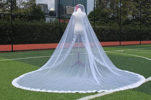 Vista 5 de LRFDRESS Cola larga catedral velos de boda blanco marfil para novia velo de novia accesorios