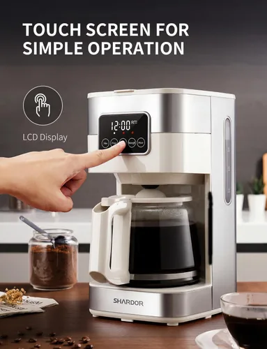 Vista 2 de SHARDOR Cafetera programable de 10 tazas, cafetera de goteo regular y fuerte para el hogar y la oficina, apagado automático, filtro permanente