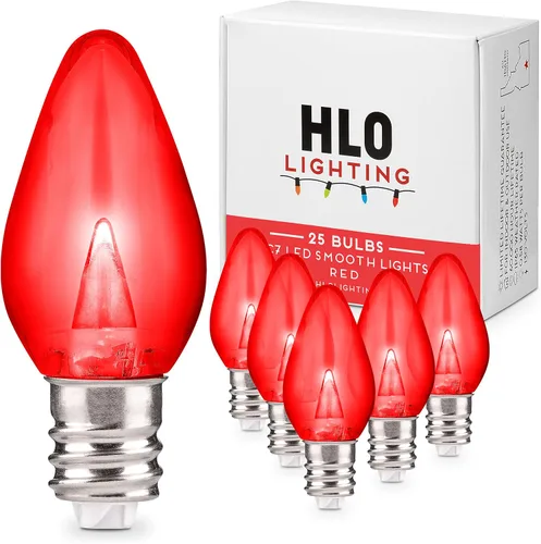 Vista 23 de Enchufe de iluminación navideña LED liso C7 verde azulado bombillas de repuesto para enchufes E12, grado comercial de bajo consumo, 2 bombillas