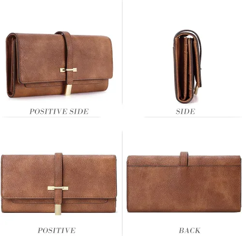 Vista 5 de CLUCI Cartera de cuero triple grande para mujer