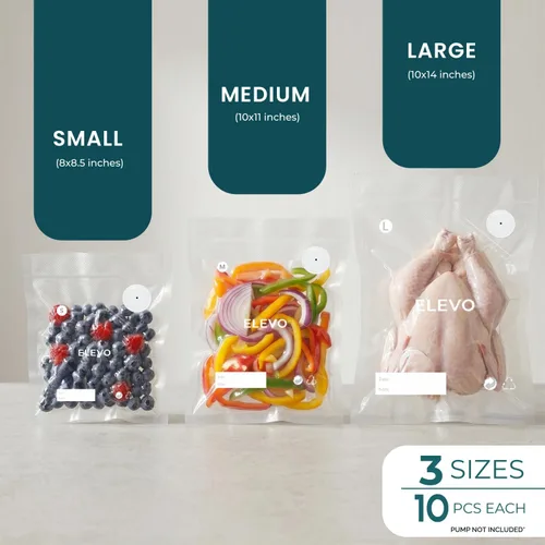 Vista 9 de ELEVO Sellador al vacío de mano para alimentos, sellador recargable de 1800 mAh (500 sellos/carga) con parada automática inteligente, 30 bolsas