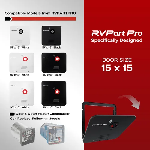 Vista 4 de 15" x 15" RV Water Heater Black Door and Flange Combination