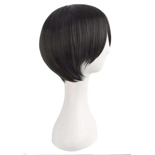 Vista 6 de MapofBeauty 20 pulgadas/19.7 in doble cola recta pelo Cosplay pelucas (negro)