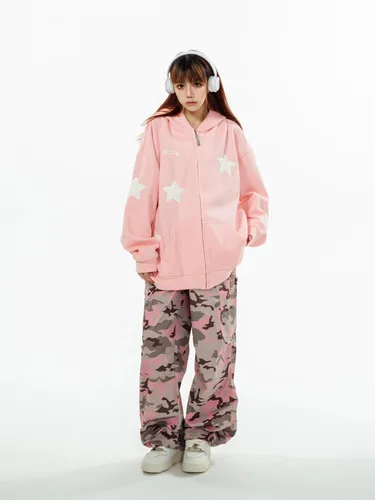 Vista 5 de grhaat Kawaii Angel Wings Star Sudadera con capucha Y2k Anime japonés cremallera Harajuku Casual Sudadera Cutecore Diseñador Streetwear