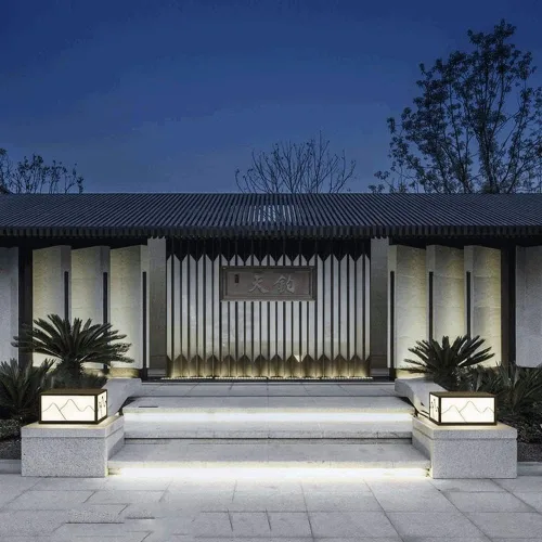 Vista 4 de Luces de poste al aire libre, lámpara solar LED para postes al aire libre, impermeable, luz de jardín moderna, cuadrada, acero inoxidable, lámpara