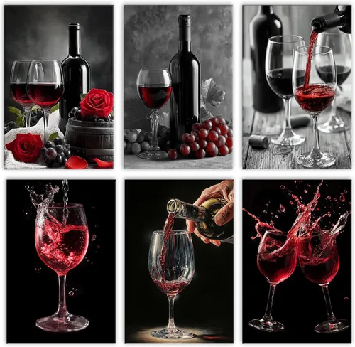 Vista 15 de Tucocoo Paquete de 6 pinturas por números para adultos, pintura de café por números para adultos principiantes, desayuno acogedor, kit de pintura