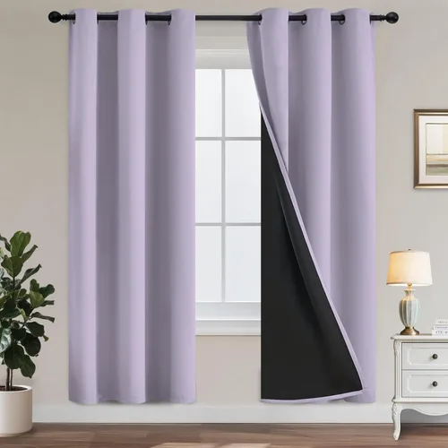 Vista 193 de Yakamok Cortinas negras, cortinas de ventana con aislamiento térmico y eficiencia energética para dormitorio, cortinas opacas completas y cortinas