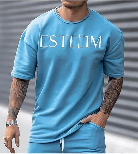 Vista 4 de Conjunto deportivo de 2 piezas para hombre, sudadera casual de manga corta