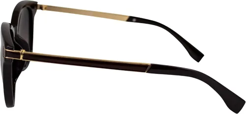 Vista 3 de AlterImage Allure Fashion - Gafas de sol retro para mujer, montura marrón, con patillas de metal de doble color y lentes marrón degradado, café