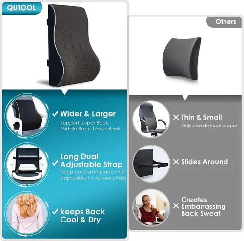 Vista 3 de QUTOOL Cojín de asiento y almohada de apoyo lumbar