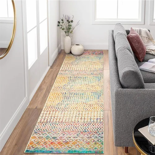 Vista 56 de Alfombra marroquí de área de 2x3 pies, color negro desgastado, alfombra de entrada antideslizante pequeña, suave, de pelo bajo, lavable, tapete