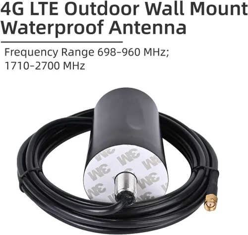 Vista 2 de Antena impermeable de montaje en pared 4G LTE, 2.5 dBi, IP66, conector macho SMA, montaje de orificio pasante