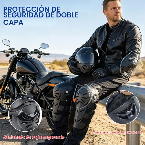 Vista 7 de GES Rodilleras para motocicleta – 4 rodilleras para adultos/coderas de motocicleta/almohadillas ajustables para rodilleras, protectores de codo