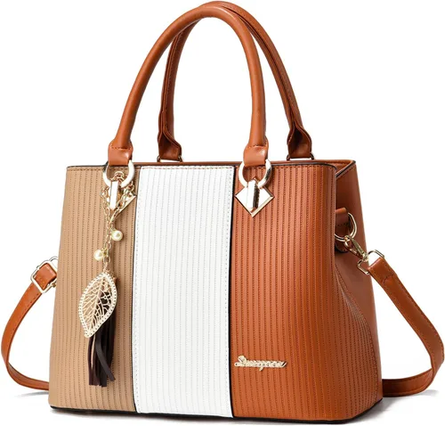 Vista 16 de Bolsos y carteras para mujer de cuero, bolso tote, bolso de hombro mediano, bolso bandolera con asa superior para damas