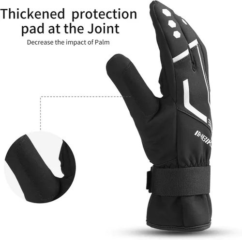 Vista 4 de INBIKE Guantes de ciclismo para hombres invierno a prueba de viento reflexivo almohadillas de gel térmico pantalla táctil