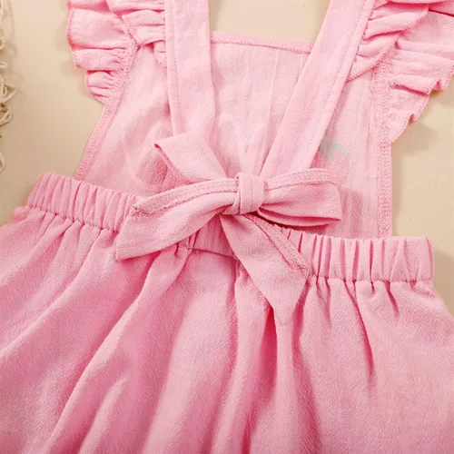 Vista 5 de GRNSHTS Trajes de primer cumpleaños para niñas con volantes para primer cumpleaños, mameluco sin espalda