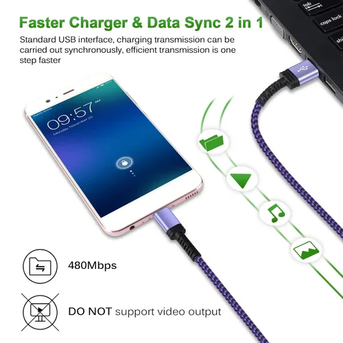 Vista 9 de Samsung - Cable de carga rápida tipo C, cable de alimentación de teléfono Android de 6 pies para Samsung Galaxy A23/A15 5G/A14 5G/A54/A53/S24/S23