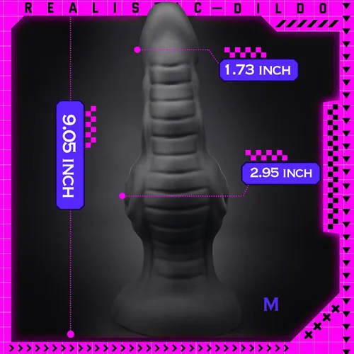 Vista 2 de MEBAULT Consolador realista de 9.05 pulgadas, consolador de punto G negro, silicona líquida, pene falso texturizado con fuerte ventosa, nudo grande