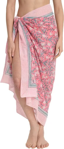 Vista 15 de parihan Traje de Baño Pareo de Playa Sarong Cubiertas para Mujeres - Falda Envolvente con Estampado a Mano Zafiro azul