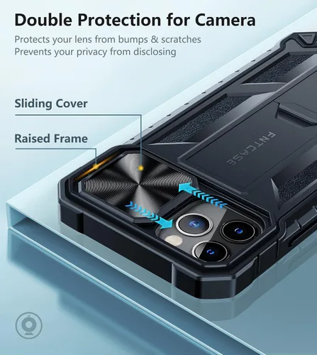 Vista 3 de FNTCASE for iPhone 11-Pro Phone Case: Military Grade Drop Proof Mobile Cover with Kickstand & Slide Rugged Shockproof Bumper Heavy Duty Protector