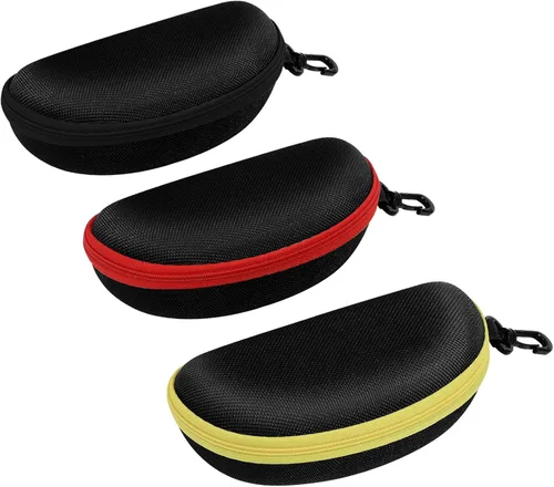 Vista 5 de Paquete de 3 fundas de gafas de sol portátil con cremallera de viaje con paño de limpieza
