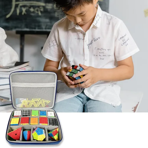 Vista 7 de Speed Cube - Funda para Shashibo/Rubik/Jurnwey/Roxenda Toy (azul) Storage Travel Holder for Cube Puzzle Travel Game, Hard Bag for