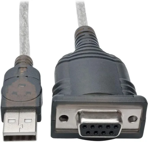 Vista 2 de Tripp Lite Cable adaptador serie USB a DB9/RS 232 FTDI, retención COM M/M 6 pies (U209-006-2)