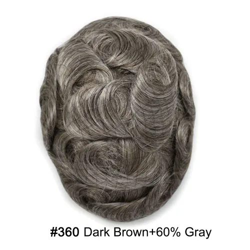Vista 235 de Toupee para hombre 100% cabello humano real tupé para hombres 0.004 in piel de poliuretano para hombre, sistema de reemplazo de piezas de pelo