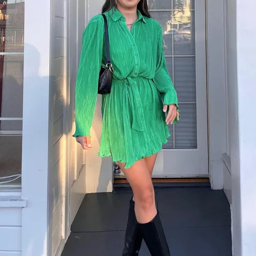 Vista 6 de Hurykte Vestidos de verano con cuello en V para mujer, con botones y lazo en la cintura, estilo casual, holgados, estampados, vestidos de verano