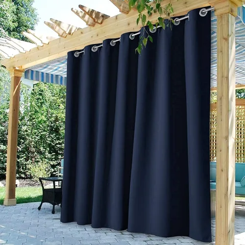 Vista 36 de StangH Cortinas para exteriores beige impermeables, tela gruesa, bloqueo de luz, cortinas opacas para patio con ojales en la parte superior