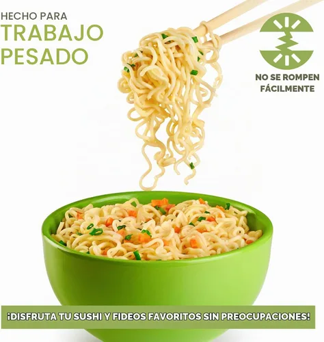 Vista 4 de Stock Your Home Palillos desechables de bambú (50 unidades), palillos separados a granel para sushi, comida china, japonesa y asiática, palillos