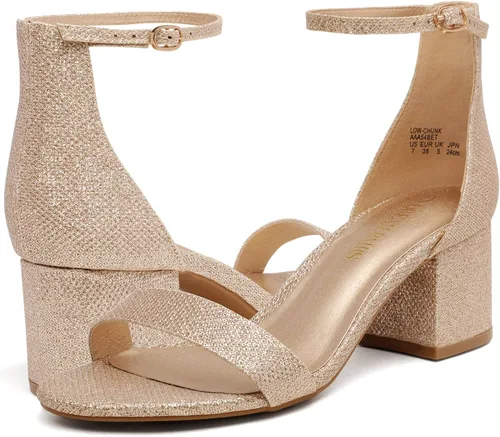Vista 2 de DREAM PAIRS - Sandalias de tacón ancho y bajo para mujer