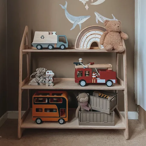 Vista 9 de Estante abierto de madera para niños, muebles Montessori, almacenamiento de juguetes, sala de juegos, guardería, regalo, decoración de habitación