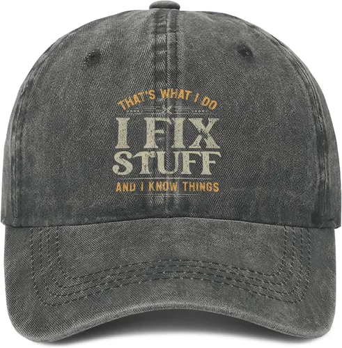 Vista 13 de I Fix Things Hat, I Fix Stuff and Know Things Sombrero para hombres, Thats What I Do I Fix Stuff Hat, Hat I Fix Stuff 8 (negro)