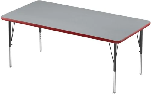 Vista 13 de Correll Mesa rectangular de actividades para el aula de 24 x 48 pulgadas, altura ajustable (19 a 29 pulgadas), parte superior de granito gris, borde