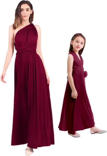 Vista 3 de IWEMEK Mommy and Me - Vestidos a juego para mamá e hija, trajes a juego para mujeres y niñas, convertibles, vestido de boda de múltiples vías