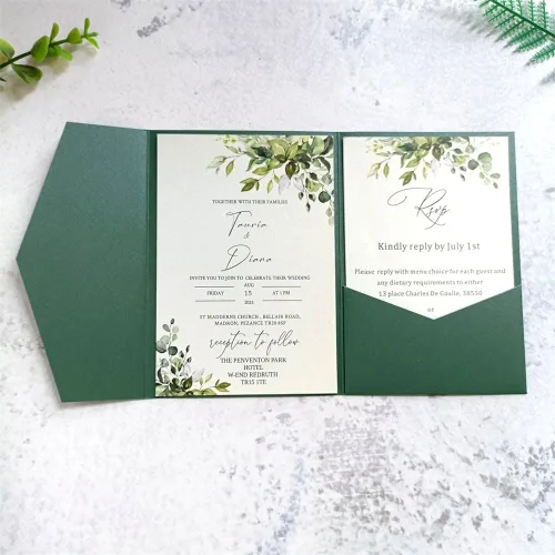 Vista 18 de Tarjeta de invitación negra con bolsillo y sobre para boda, cumpleaños, baby shower, 20 juegos (negro)