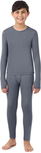 Vista 14 de Cuddl Duds Conjunto térmico con forro polar pesado para clima frío para niños, camisa de manga larga y leggings, pantalones largos para niños Negro