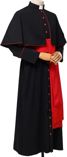 Vista 4 de BLESSUME Priest Soutane Roman Cassock Costume Minister Choir Cassock with Cincture Band Belt