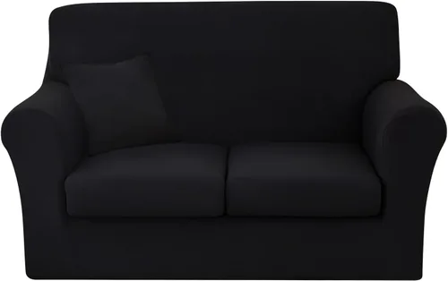 Vista 25 de JQinHome Funda elástica de 4 piezas para sofá, funda para sofá, funda para loveseat con 2 fundas de cojín separadas, protector de muebles lavable