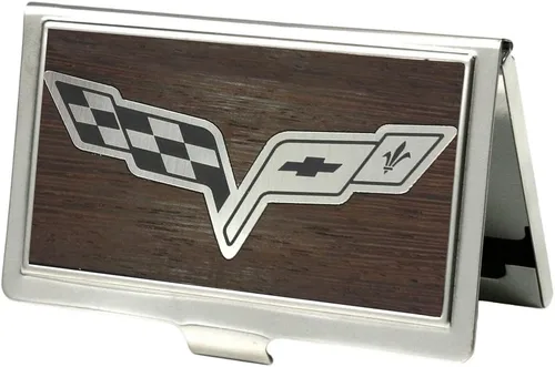 Vista 11 de Portatarjetas de visita 1965 Chevrolet Bowtie Negro Blanco Pequeño